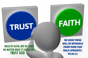Trust Faith Buttons Show Trustful Or Faithfulness